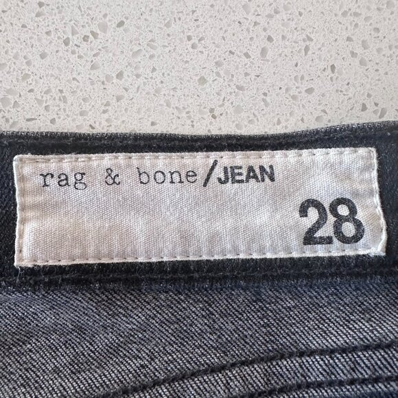 Rag and Bone Hana Mini Flare Cropped Frayed Hem Jeans Black Croyden in Size 28 - Picture 7 of 8